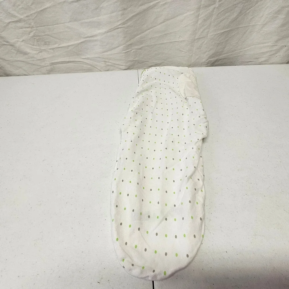 Ziggy Baby Swaddle Blanket Kids‎ 0-3M White Green Polka Dot Adjustable Cotton